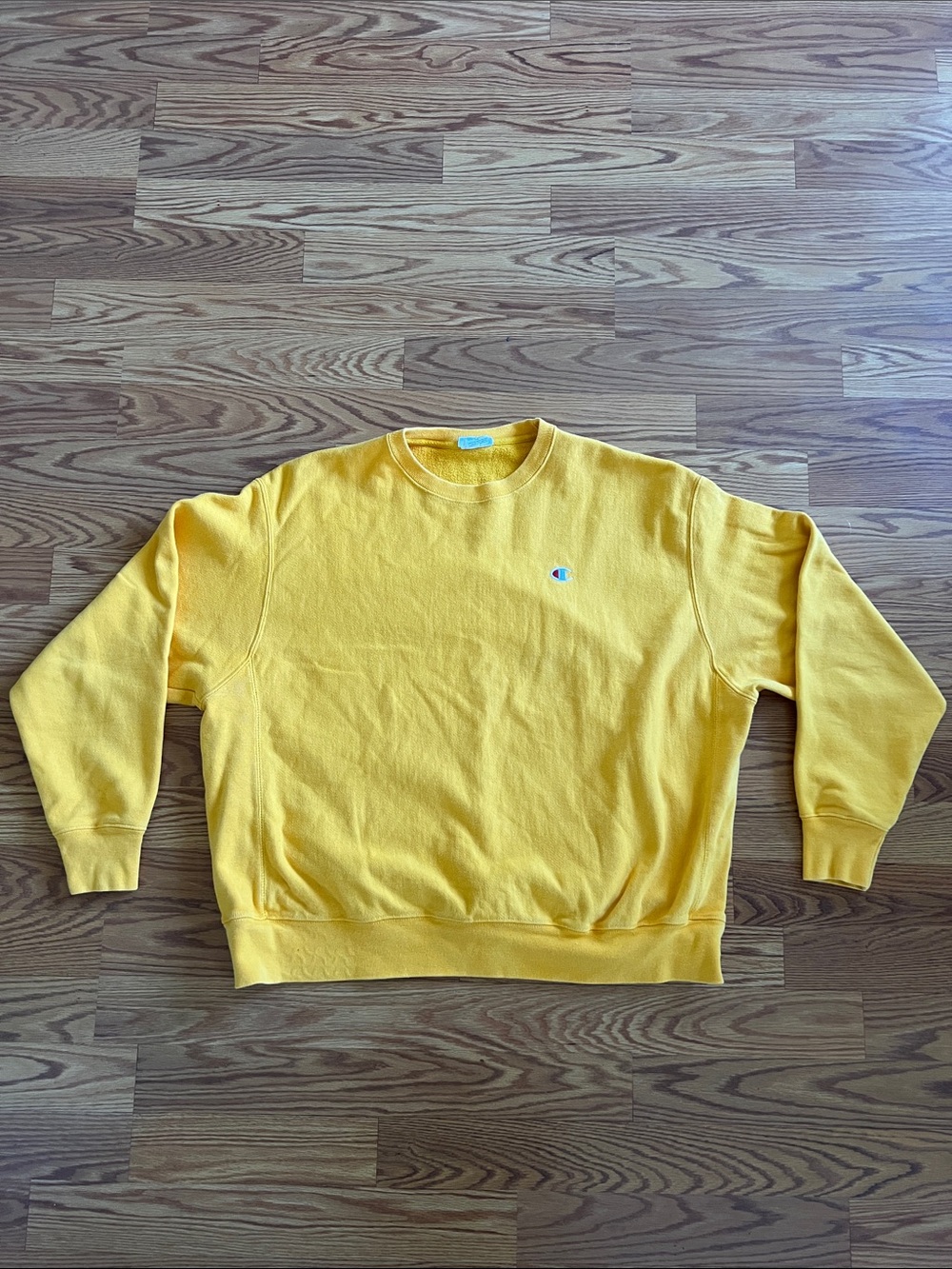 Champion Yellow Men's reverse Weave Crewneck Sweatshirt